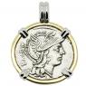 101 BC Roma coin in white and yellow gold pendant