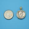 Pendant size next to a Quarter