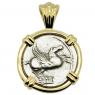 90 BC Pegasus denarius in gold pendant