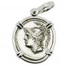 103 BC Mars denarius coin in white gold pendant.
