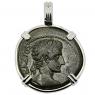 16-14 BC Caesar Augustus coin in white gold pendant