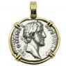 AD 139 Antoninus Pius denarius in gold pendant