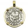 Armenia 1198-1219 King Levon I coin in gold pendant.