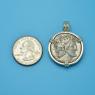 Pendant size next to a Quarter