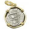 Madrid 2 reales coin in gold pendant
