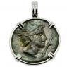 179-168 BC Perseus bronze coin in white gold pendant