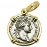 AD 103-111 Trajan denarius coin in gold pendant