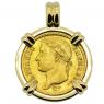 1813 Napoleon 20 francs coin in gold pendant