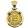 1718 Portuguese 400 Reis coin in gold pendant