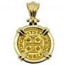 1729 Portuguese 400 Reis coin in gold pendant
