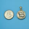 Pendant size next to a Quarter
