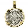 1551 Madonna and Child denar coin in gold pendant