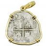 1566-1598 Spanish 2 reales coin in gold pendant