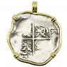 1621-1627 Spanish 4 reales coin in gold pendant