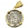 1538 Madonna and Child denar coin in gold pendant