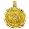 Jesus Christ nomisma in 18k gold pendant with diamonds