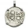 1685 Spanish 1 Real coin in white gold pendant