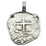 1692 Spanish 1 Real coin in white gold pendant
