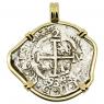 1693 Spanish 2 reales in gold pendant