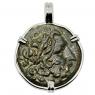133-27 BC Asclepius coin in white gold pendant