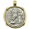 137-136 BC Owl tetradrachm coin in gold pendant