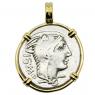 105 BC Juno denarius coin in gold pendant