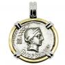 83 BC Venus coin in white and yellow gold pendant