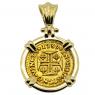 1739 Portuguese 400 Reis coin in gold pendant