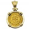 1721 Portuguese 400 Reis coin in gold pendant