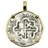 1577-1588 Spanish 1 real coin in gold pendant