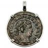 Constantine the Great coin in white gold pendant