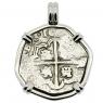 1600-1613 Spanish 2 reales coin in white gold pendant