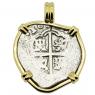 1610-1619 Spanish 2 reales coin in gold pendant