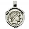 109-108 BC Sol Sun God coin in white gold pendant