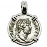 AD 124-128 Hadrian denarius in white gold pendant