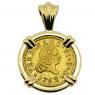 1752 Spanish 1/2 Escudo in gold pendant