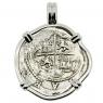 1577-1588 Spanish 1 real coin in white gold pendant