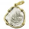1665 Spanish 1 Real coin in gold pendant