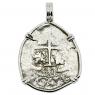 1680 Spanish 1 Real coin in white gold pendant
