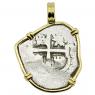 1672 Spanish 1 Real coin in gold pendant