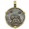 She-Wolf Suckling Twins coin in gold pendant
