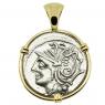 104 BC Roma denarius coin in gold pendant