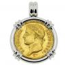 1811 Napoleon 20 francs coin in white gold pendant
