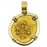 1711-1713 Spanish Escudo in 18k gold pendant