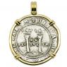 1548-1556 Spanish 2 reales coin in gold pendant