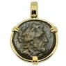 Asclepius god of Medicine coin in gold pendant