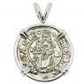 1547 Madonna and Child denar coin in white gold pendant
