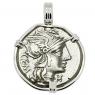 132 BC Roma denarius in white gold pendant