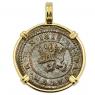 4 maravedis dated 1618 in gold pendant