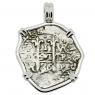 1686 Spanish 1 Real coin in white gold pendant